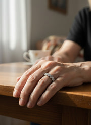 PAIGEAVERI Signature hinged diamond eternity ring in 14k white gold with brilliant-cut diamonds. Features a unique opening for a custom fit.